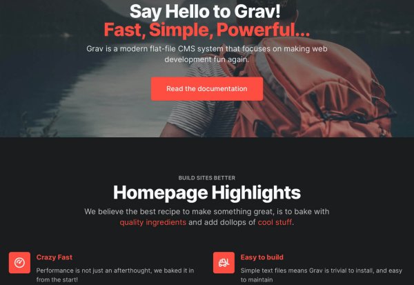 One-page example in dark theme